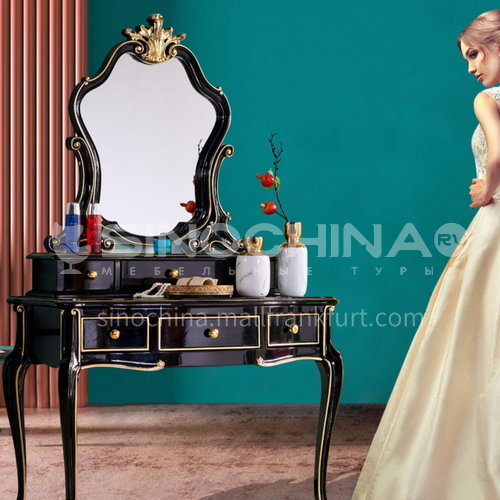 BJ-ZT03- American light luxury style, imported Thai oak, imported cowhide, American dressing table, makeup stool